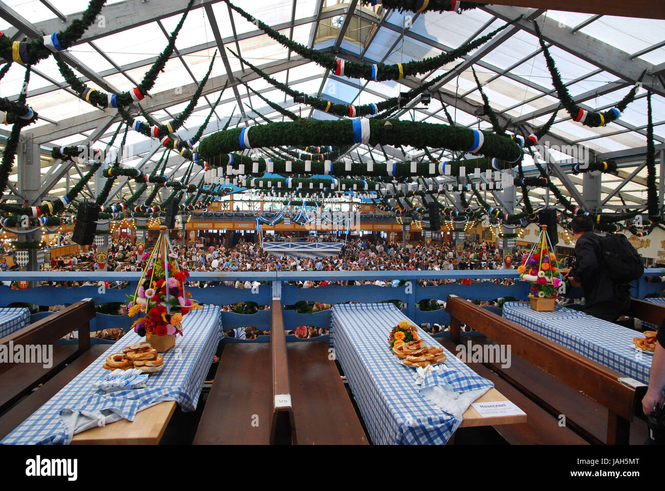 La germania,la Baviera,Monaco di Baviera,ottobre festa,birra tenda,balcone,tabella appuntamenti, Foto Stock