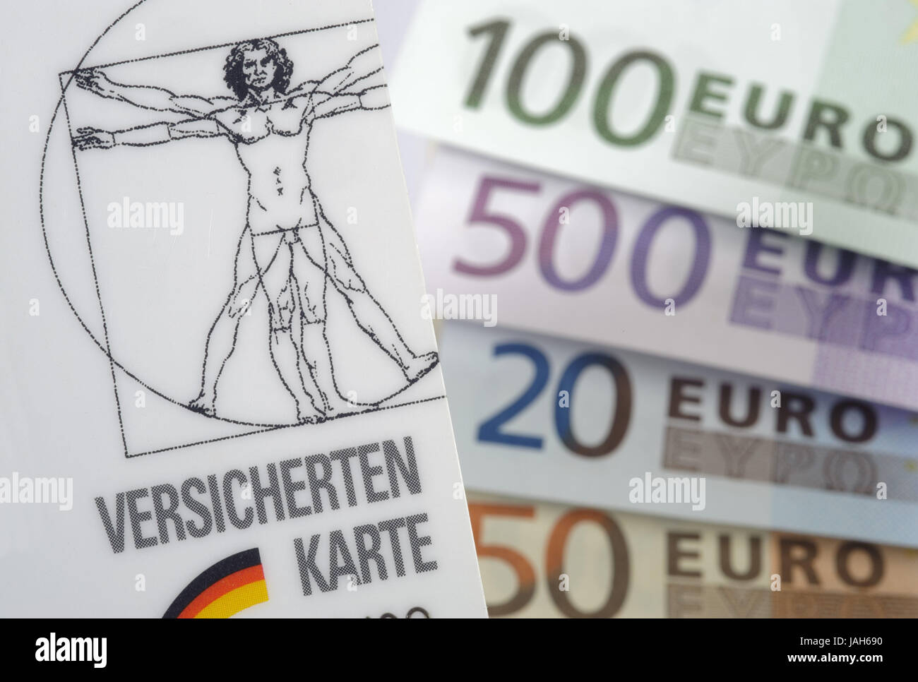 La persona assicurata della carta di assicurazione sanitaria,banconote, Foto Stock