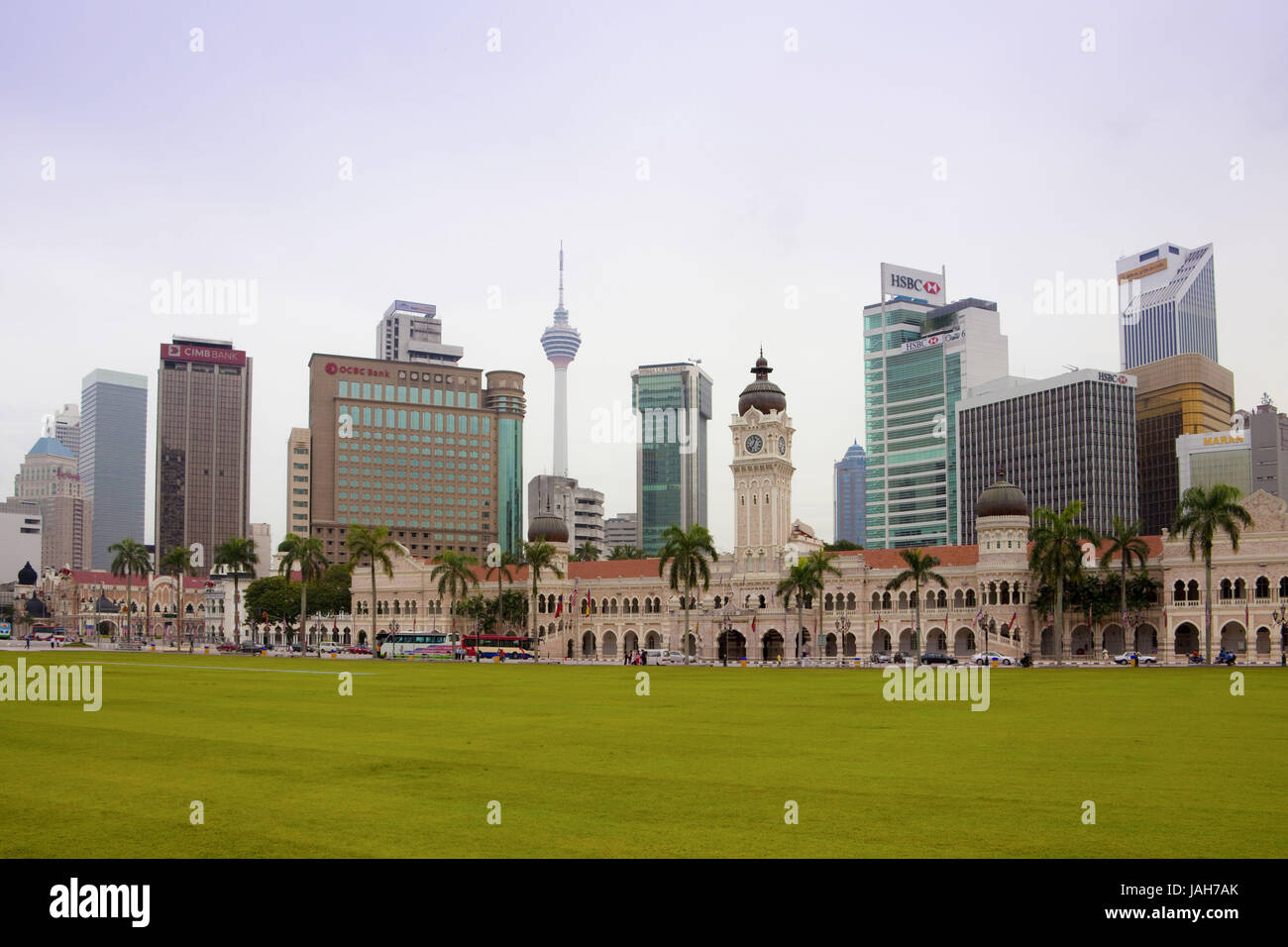 Malaysia,Kuala Lumpur,spazio dell'indipendenza,Dataran Merdeka,palazzo del sultano Abdul Samad,Menara Tower, Foto Stock