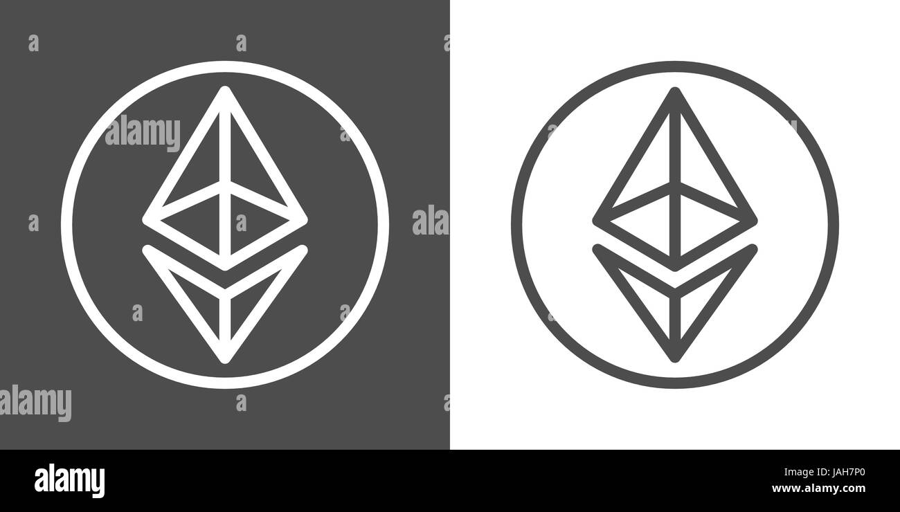 Ethereum segni come una linea sottile icona del denaro per internet Illustrazione Vettoriale