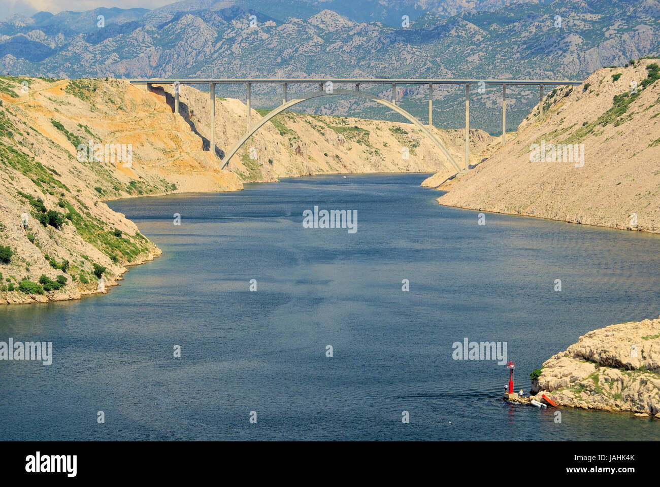 Novigrader Meer Autobahnbrücke - Novigrad ponte del mare dall'autostrada 13 Foto Stock