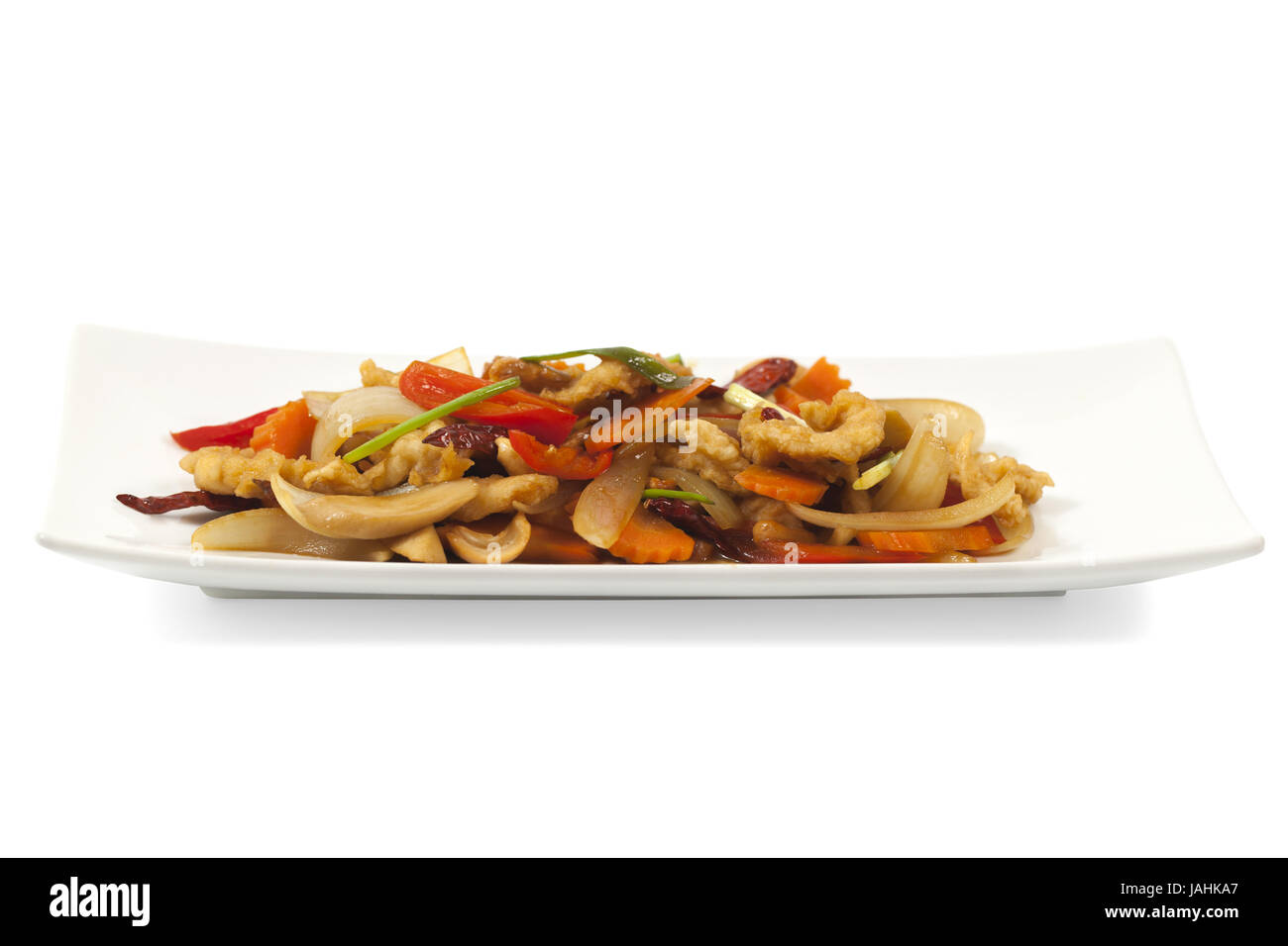 Cibo tailandese, pollo e anacardi con il percorso Foto Stock