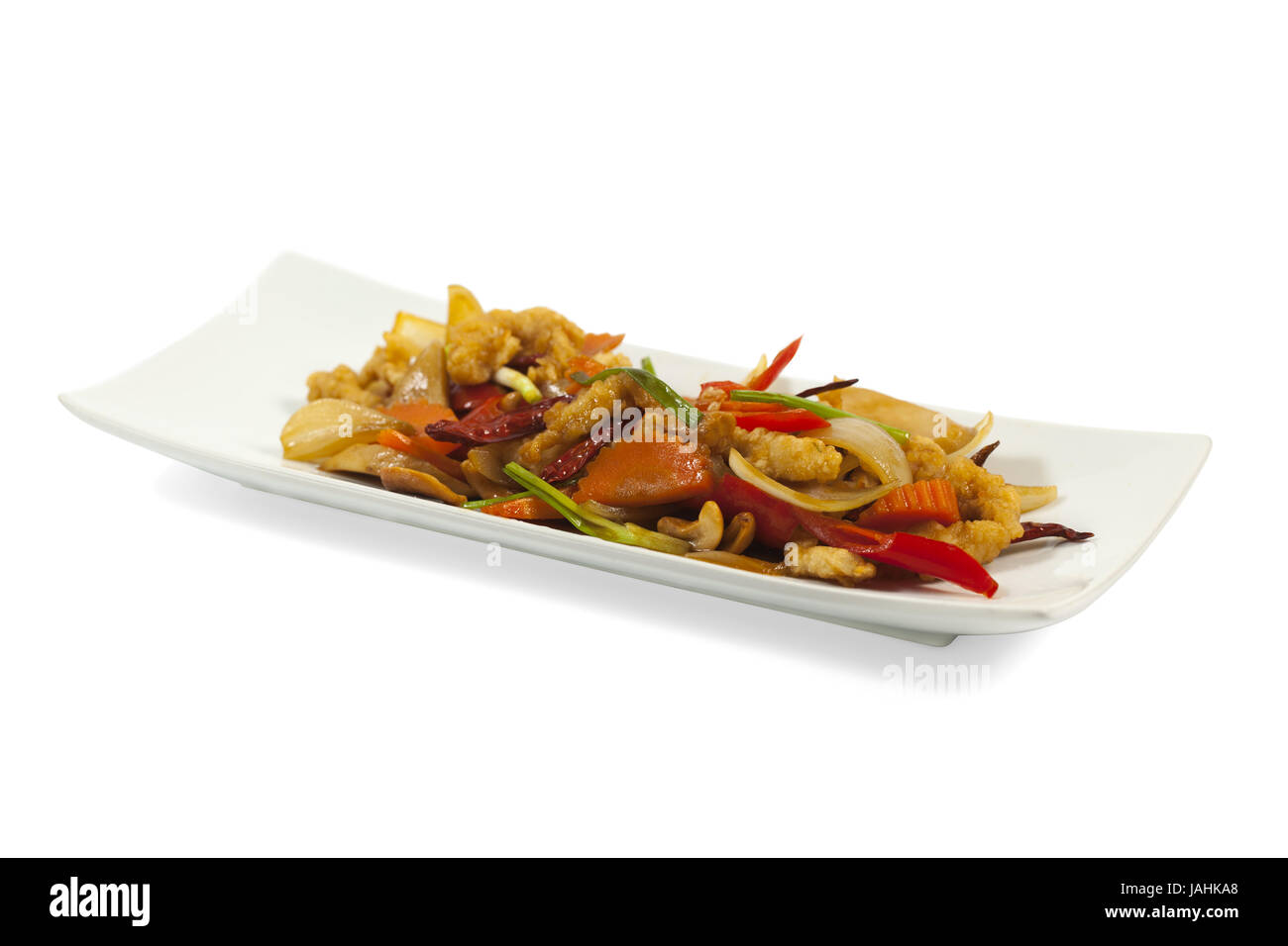 Cibo tailandese, pollo e noci di acagiù Foto Stock