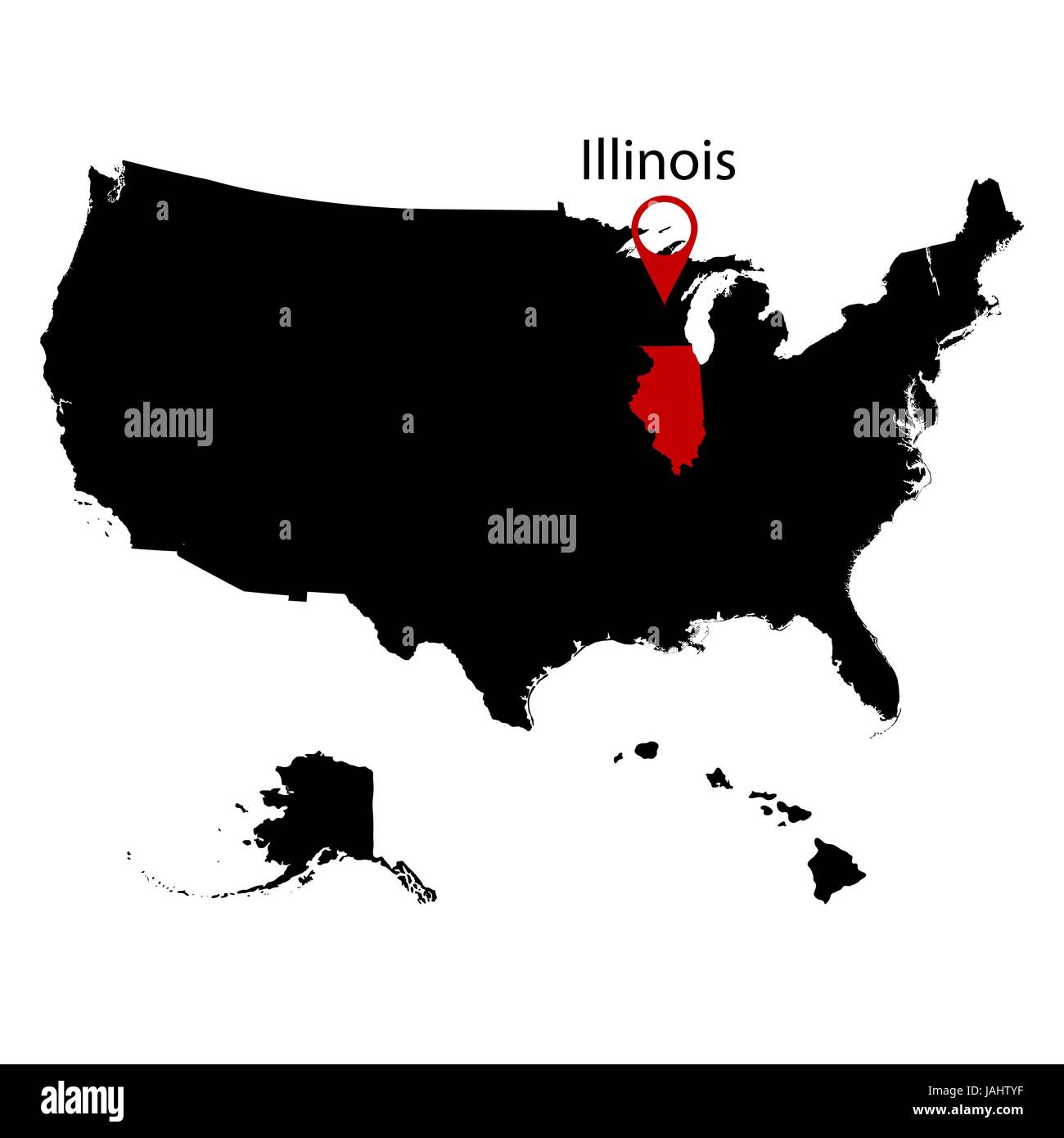 Mappa degli Stati Uniti stato di Illinois Illustrazione Vettoriale