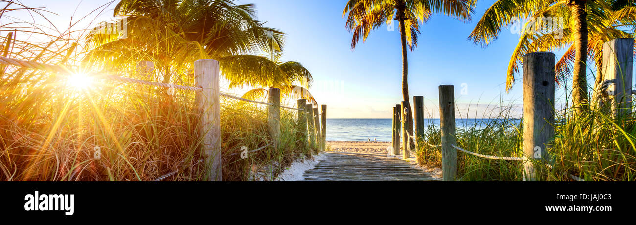 Strada per la spiaggia di Key West, Miami, floride, STATI UNITI D'AMERICA Foto Stock