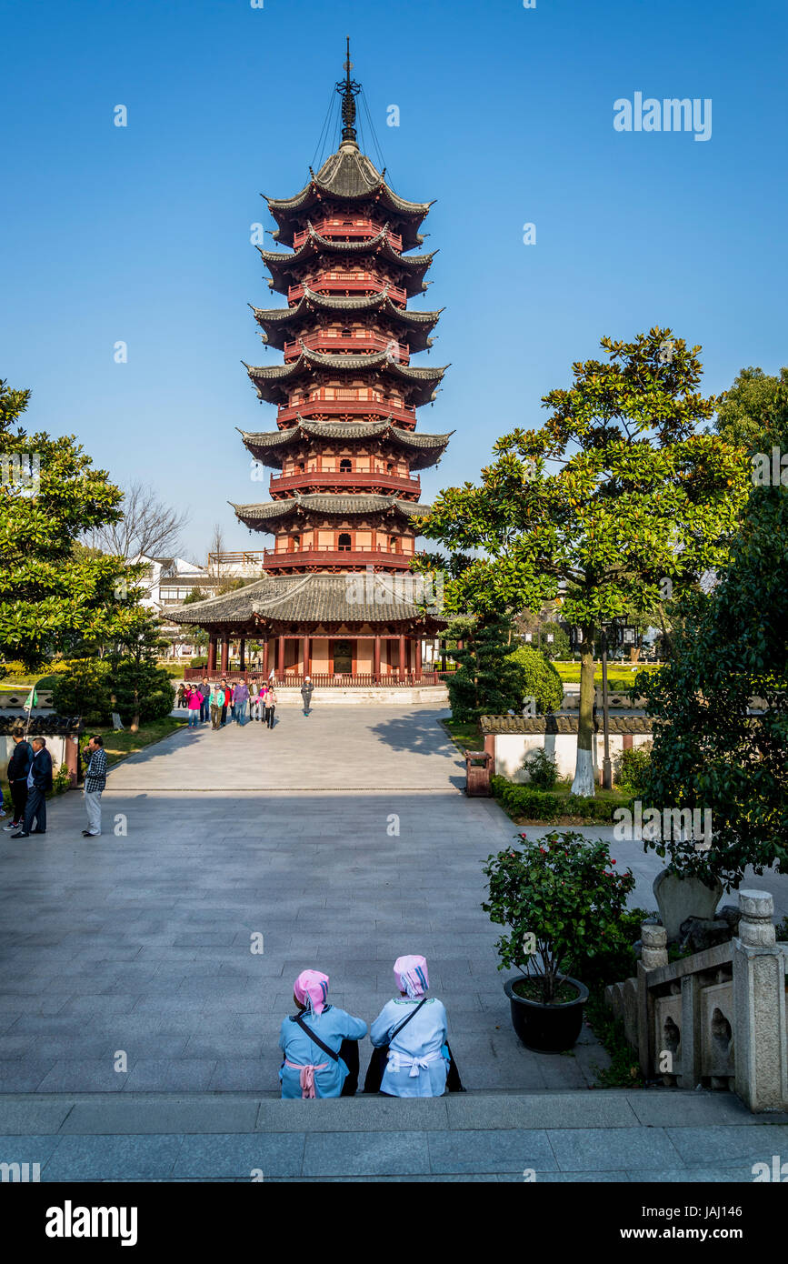 Pagoda Ruiguang, Pan di gate o di Panmen Scenic Area, Suzhou, provincia dello Jiangsu, Cina Foto Stock