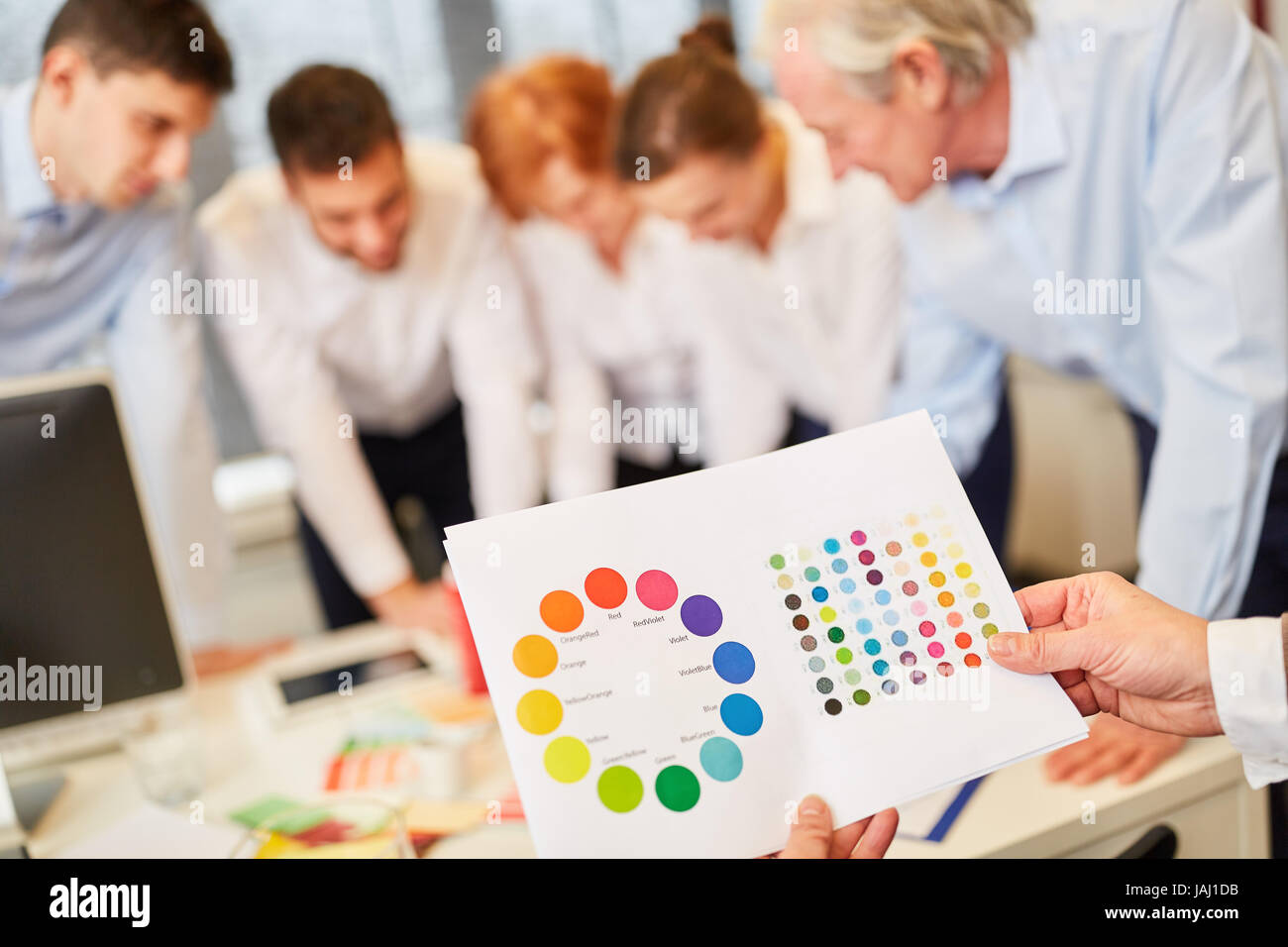 Tavolozza dei colori per media design in laboratorio creativo Foto Stock