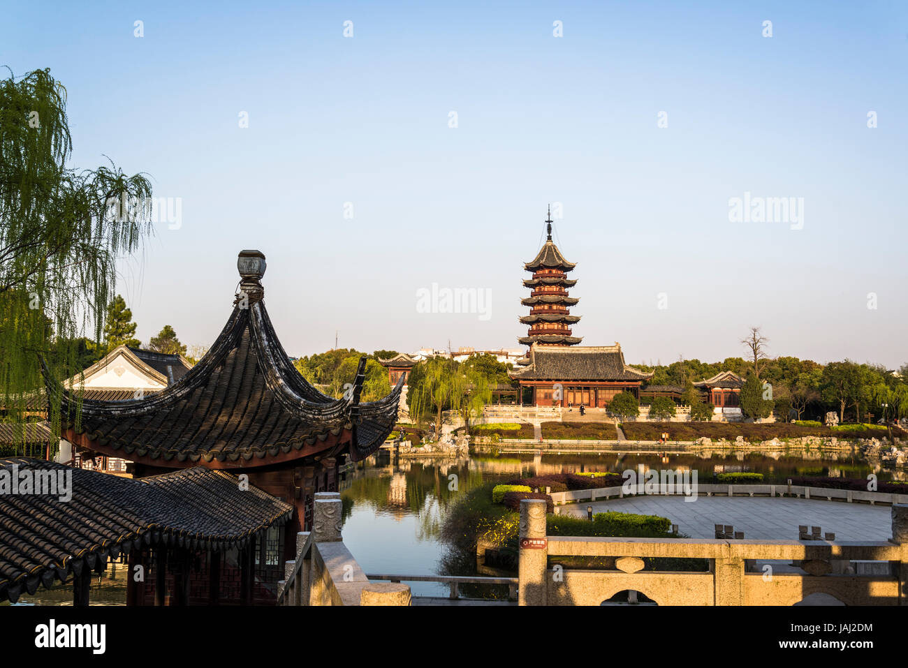 Pagoda Ruiguang, Pan di gate o di Panmen Scenic Area, Suzhou, provincia dello Jiangsu, Cina Foto Stock
