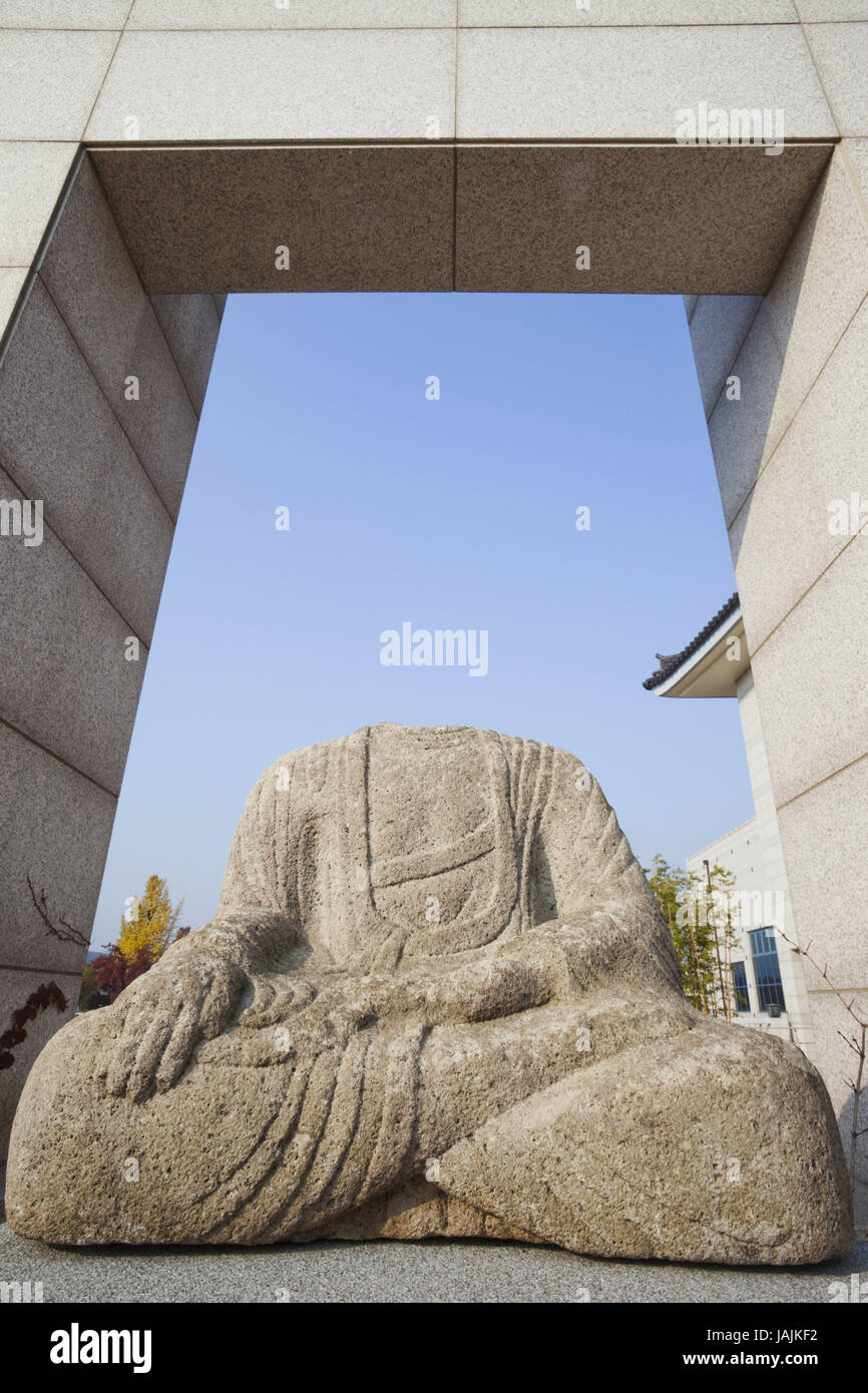 Corea,Gyeongju,Gyeongju museo Nazionale,decapitate di Buddha statua, Foto Stock