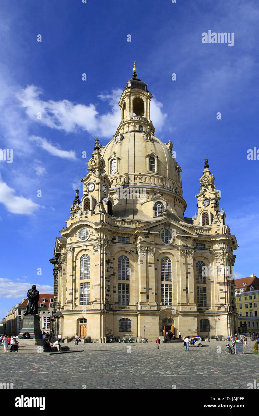 La germania,Sassonia,Dresden,Città Vecchia,la Chiesa di Nostra Signora,nuovo mercato,ricostruzione, Foto Stock