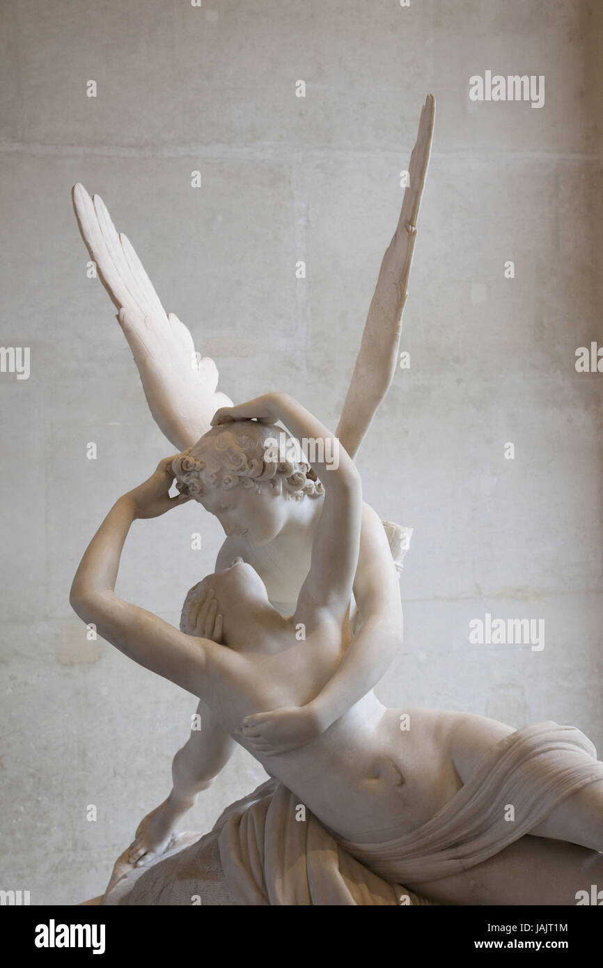 Francia,Parigi,Louvre,statua "Amore e Psiche' da Antonio Canova, Foto Stock