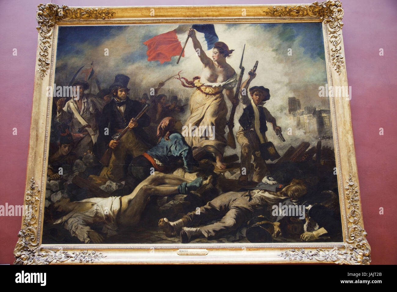 Francia, Parigi e dal Louvre,'la libertà conduce il popolo' da Eugene Delacroix Foto Stock