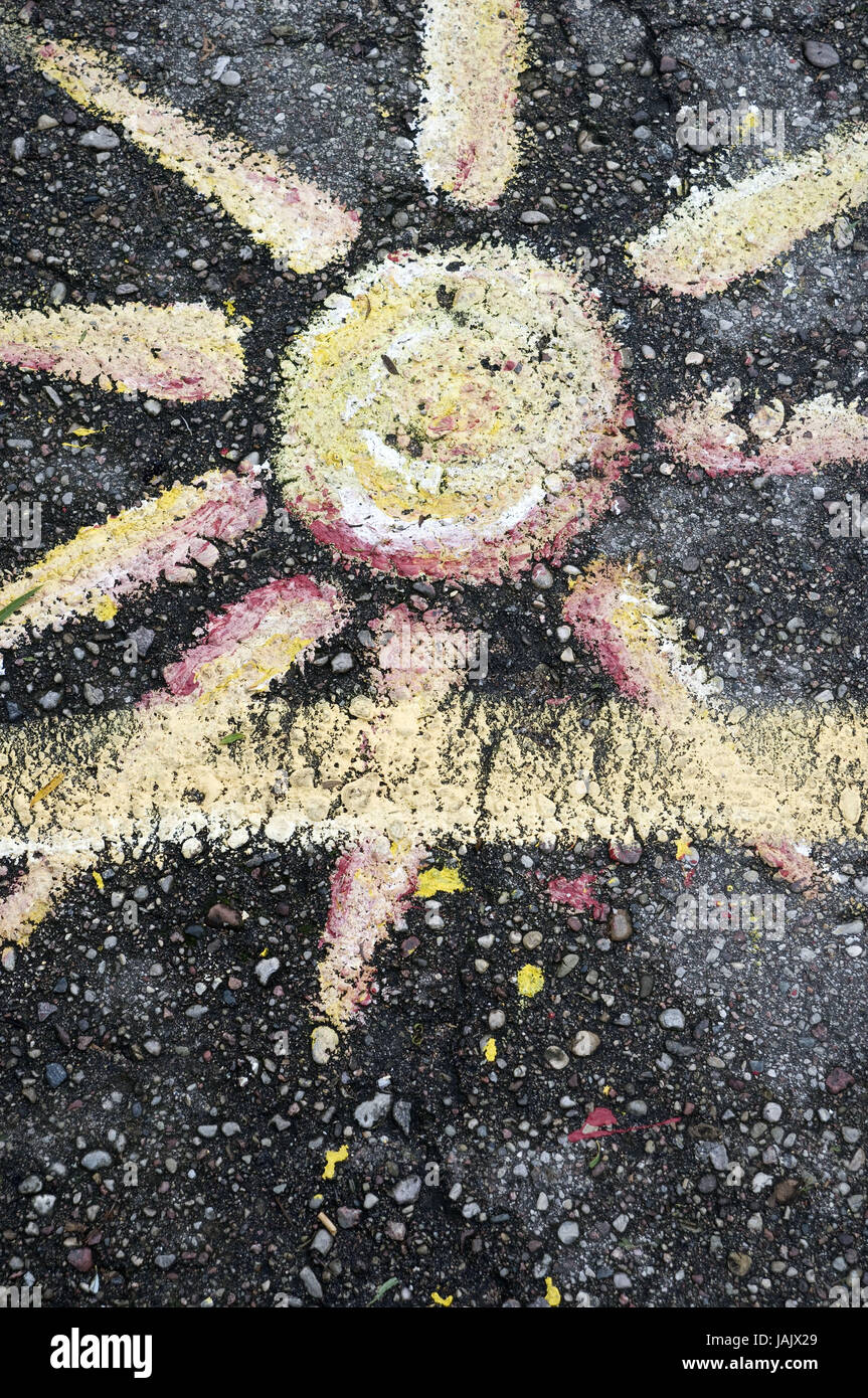 La concezione, i bambini,paint,il sole,l'asfalto, Foto Stock