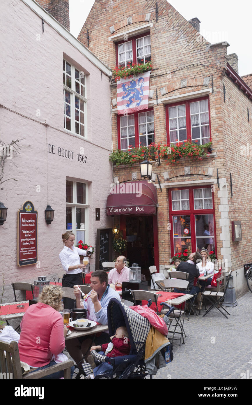 Belgio,Brugge,street restaurant,ospiti, Foto Stock