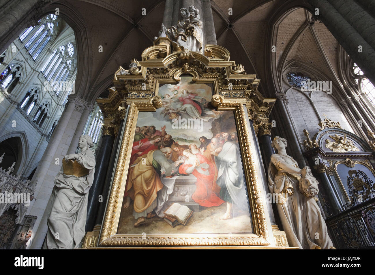 Francia,Somme,Amiens,Cattedrale Notre Dama d'Amiens,interior shot,pittura,'l'Assomption" di Francois Francken le Jeune,nel 1628, Foto Stock