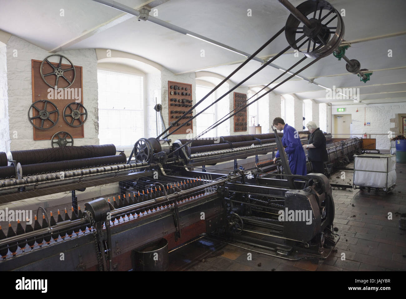 Scozia,New Lanark,fabbrica tessile,'Spinning Mule',macchina di filatura, Foto Stock