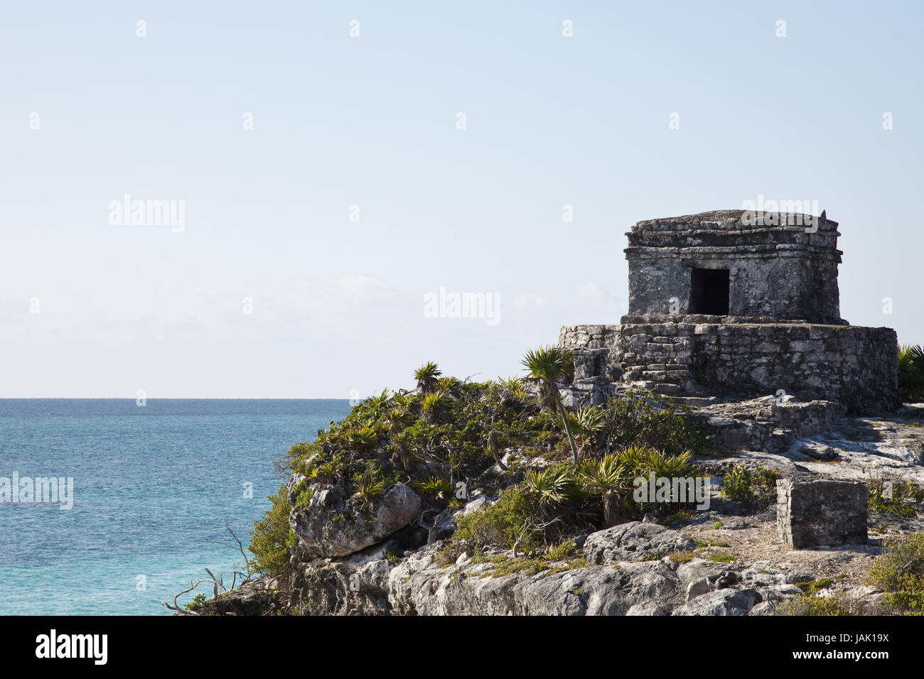 Messico,Qunitana Roo,Tulum,rovine,Maya,Templo del Dios de off Vientos,mare,costa, Foto Stock