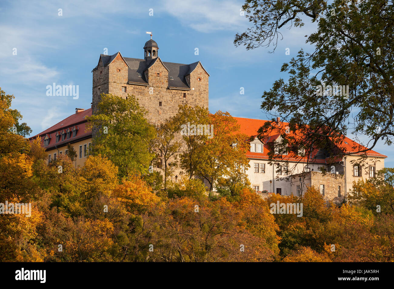 Schlosspark mit dem Schloss Ballenstedt im Herbst Foto Stock