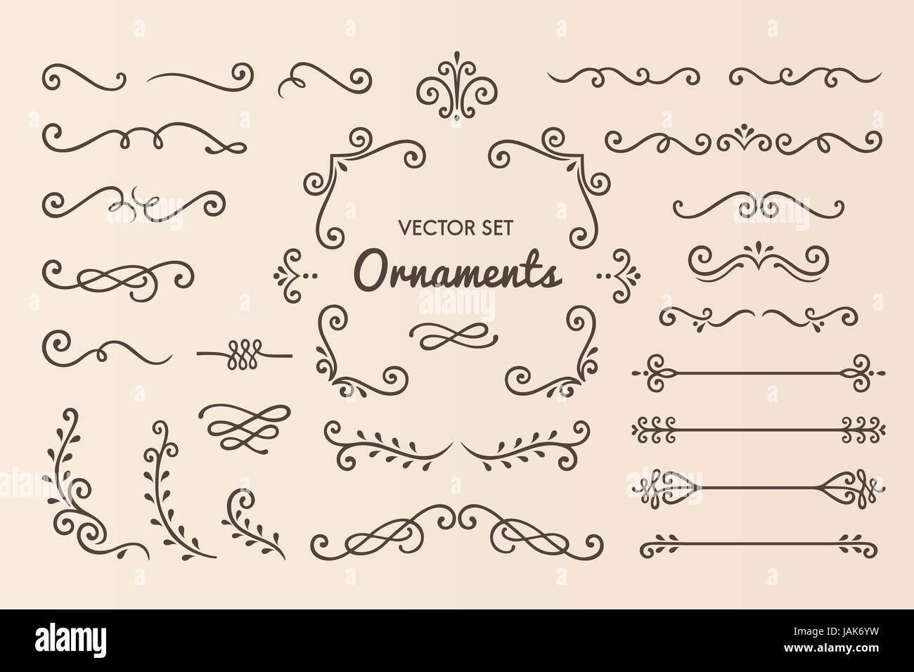 Impostare collezione Vintage di elementi di ornamento Illustrazione Vettoriale