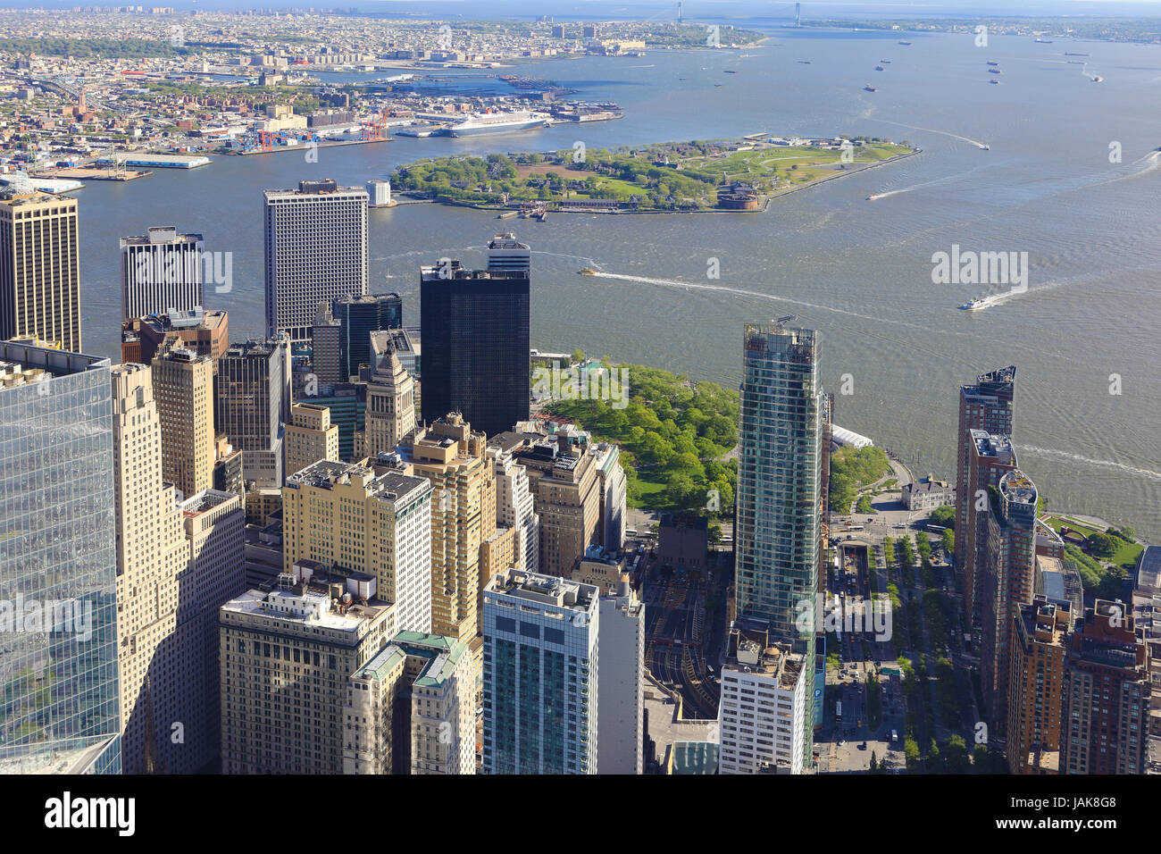 Governors Island off di Lower Manhattan Foto Stock