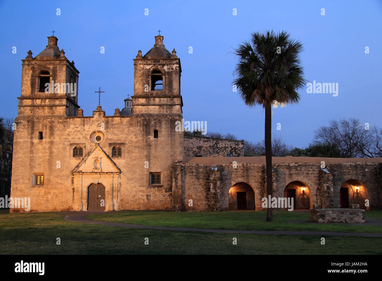 La missione storica Concepcion in San Antonio Missions National Historical Park nello Stato del Texas, sud-ovest americano Foto Stock