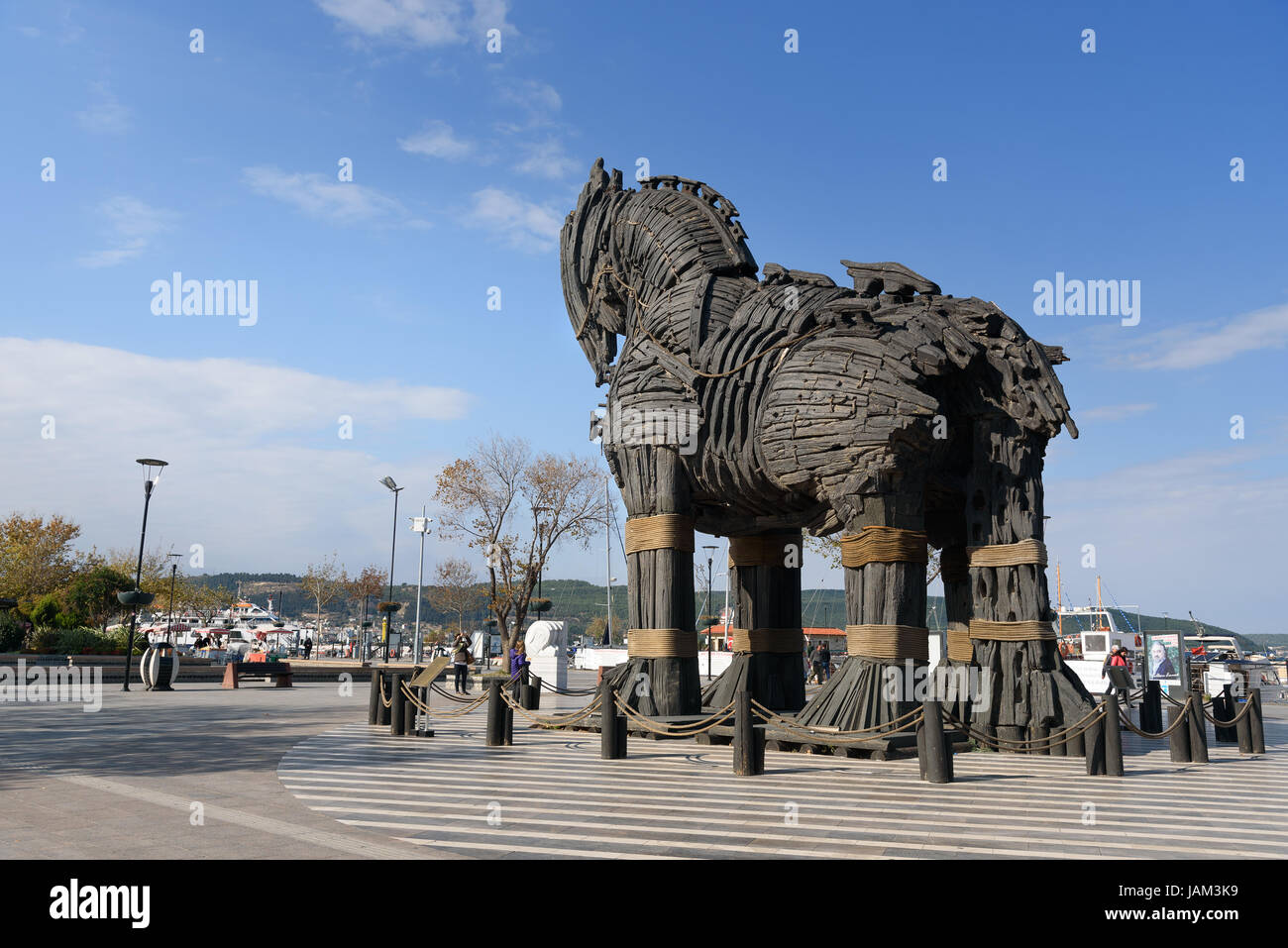 Canakkale, Turchia - 31 Ottobre 2016: di legno Cavallo di Troia dal film Troy. Fu donata alla città di Canakkale Foto Stock