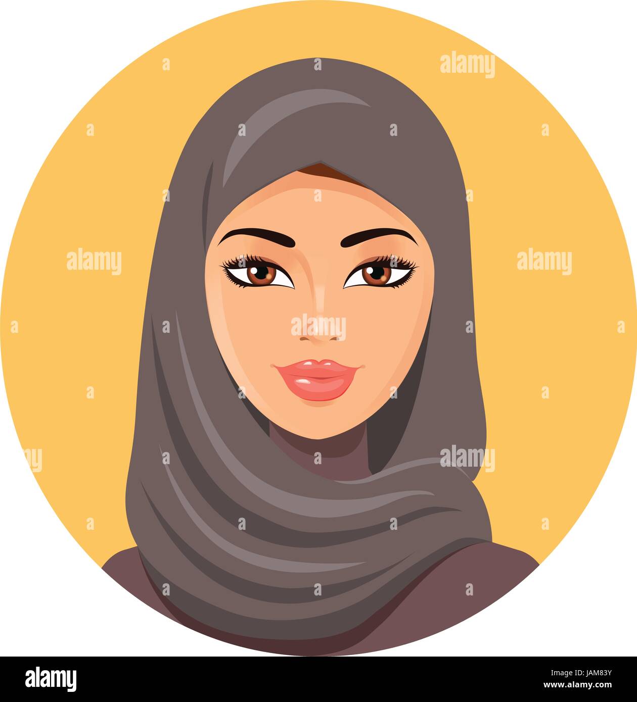 Bella faccia di arabo donna musulmana in hijab illustrazione vettoriale Illustrazione Vettoriale