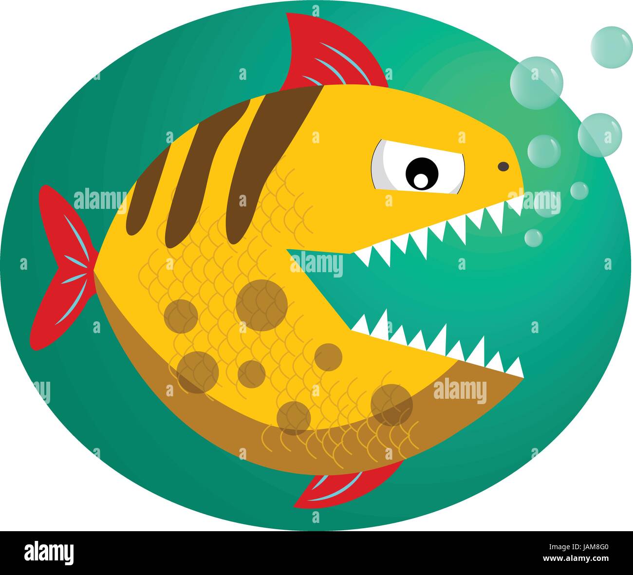 Rabbia piranha con denti affilati cartoon illustrazione vettoriale Illustrazione Vettoriale