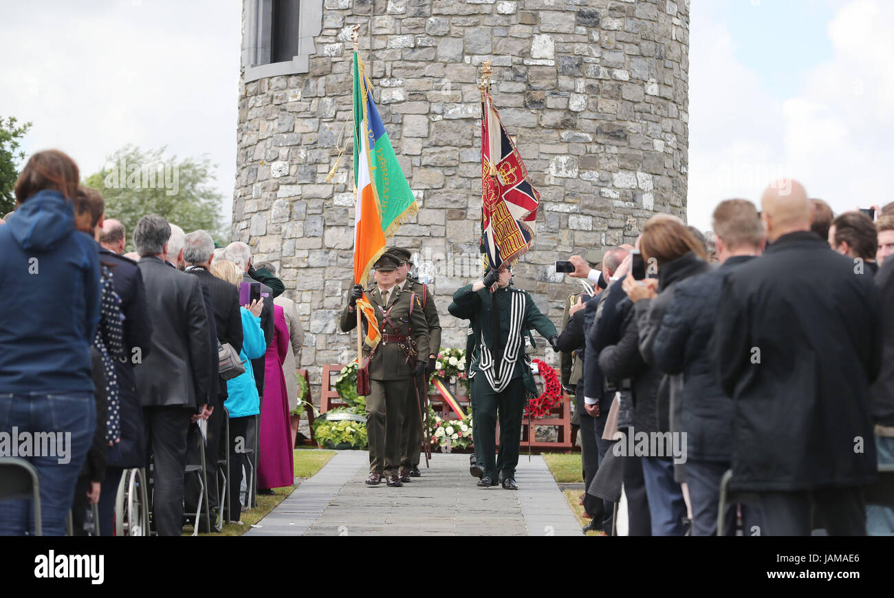 Una cerimonia presso l'isola di Irlanda Peace Park di Messines, Belgio per commemorare la battaglia di Messines Ridge. Foto Stock