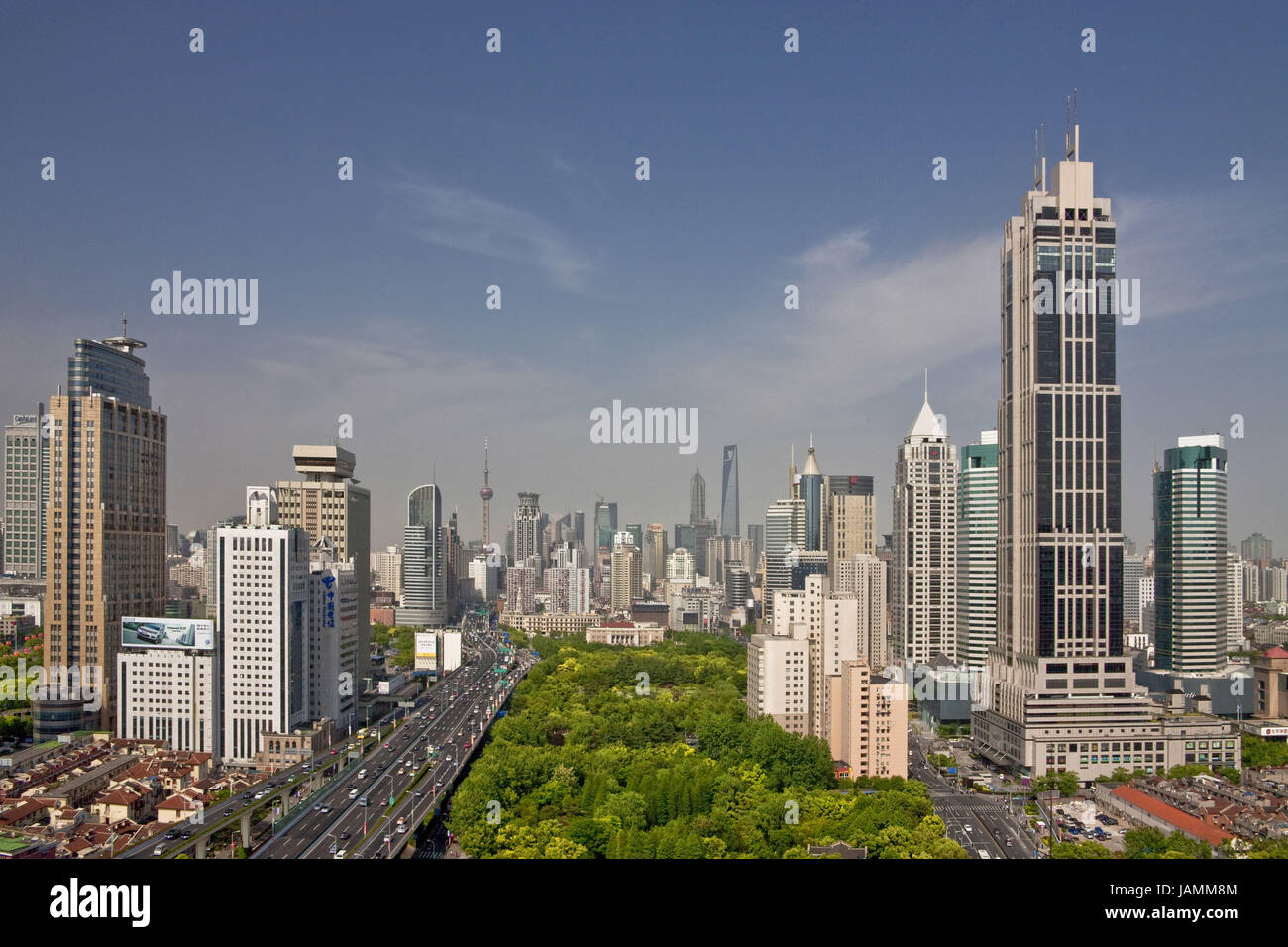 Cina,Shanghai,Luwan district,panoramica,Nuovo Mondo Tower, Foto Stock