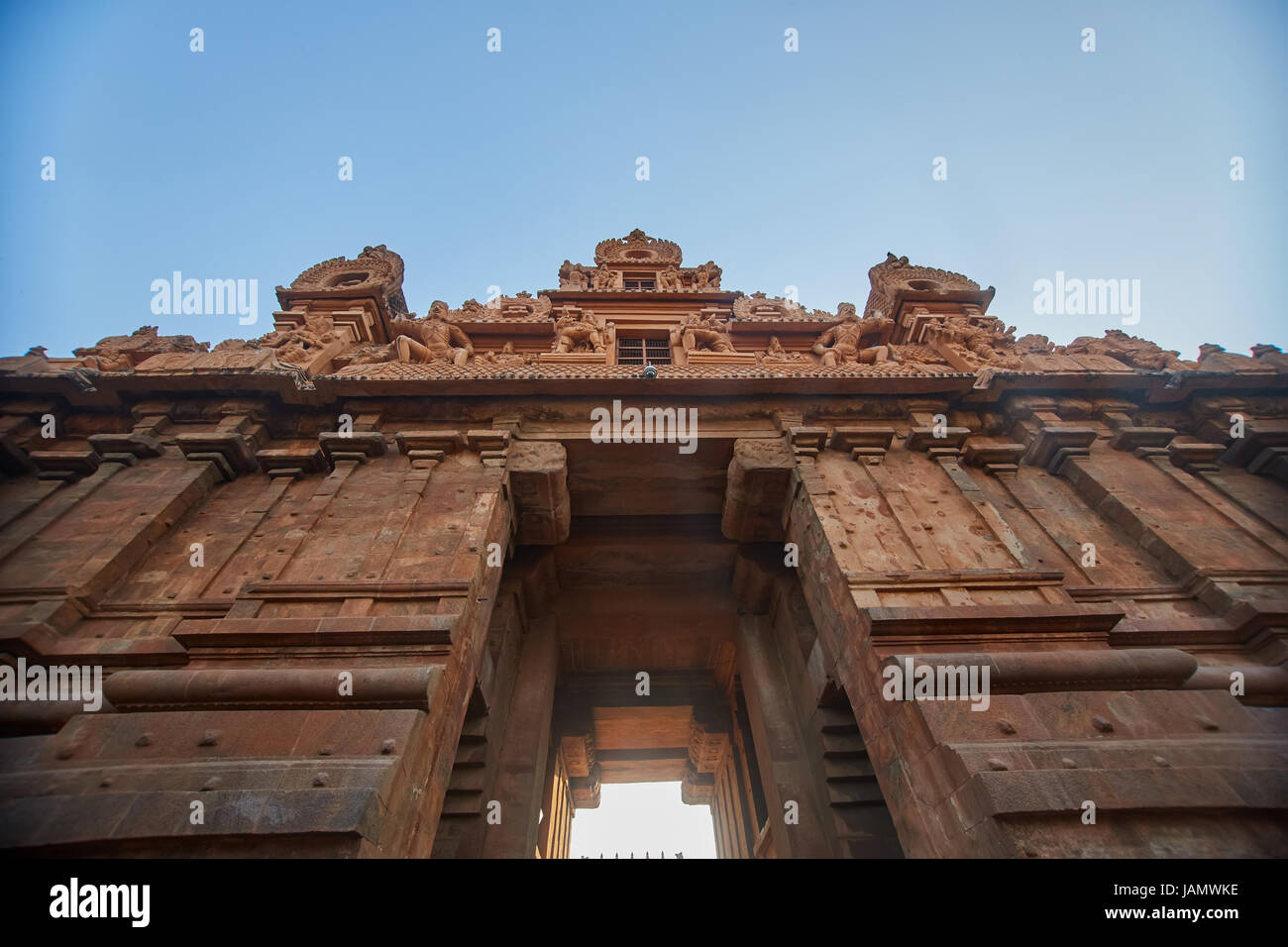 Tempio Brihadeeswara a Thanjavur, Tamil Nadu, India. Uno dei siti del patrimonio mondiale UNESCO. Foto Stock