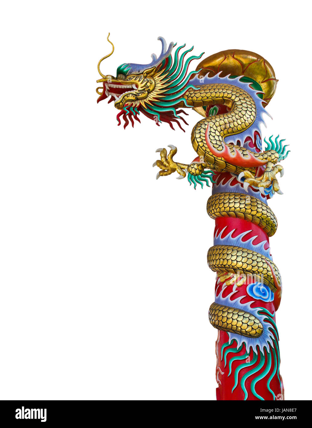 Dragon statua isolata con percorso di clipping. Foto Stock