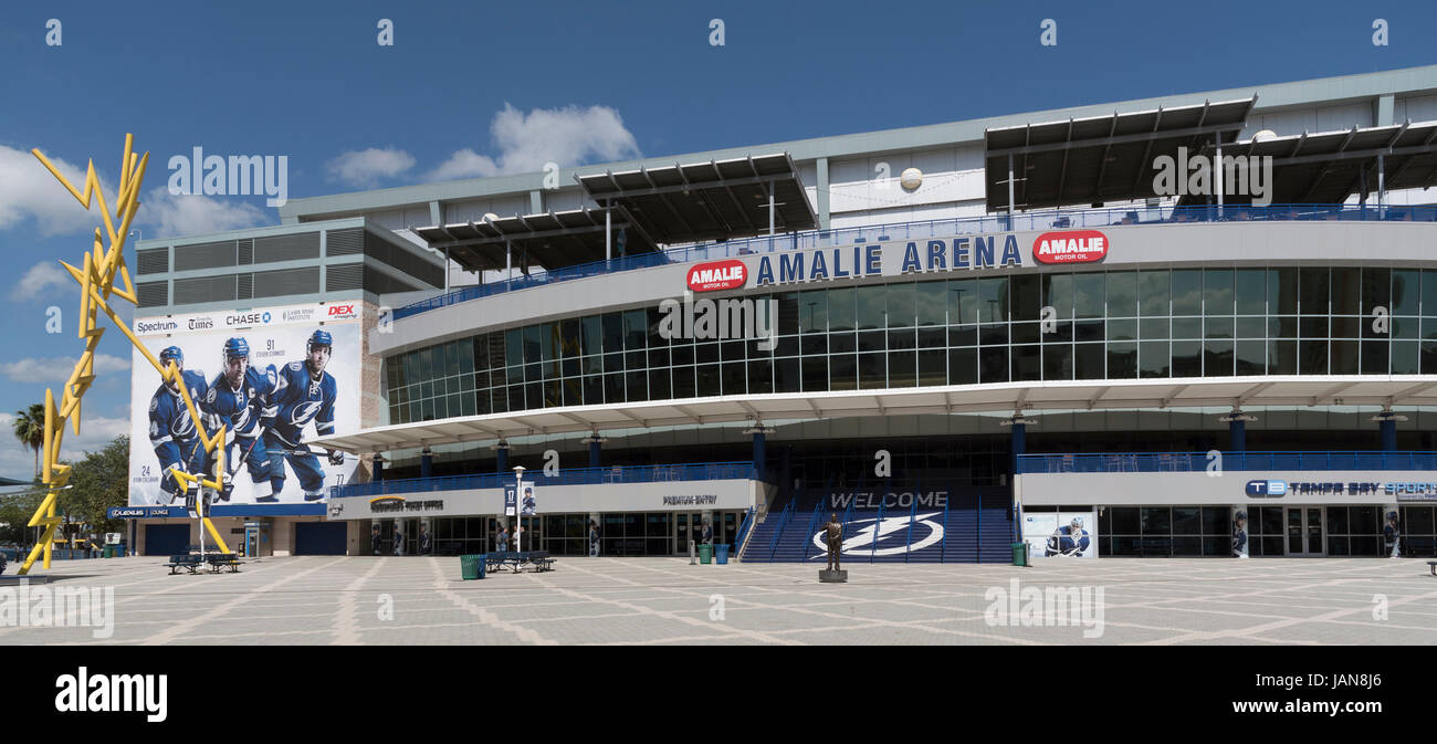 Il Amalie Arena ingresso principale in downtown Tampa Florida USA. Aprile 2017 Foto Stock