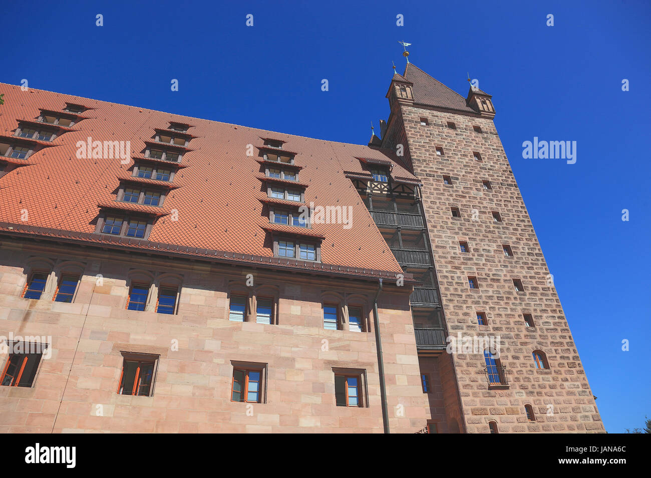 Il Castello di Norimberga, Imperial maneggio e Torre Luginsland, Norimberga, Media Franconia, Baviera, Germania Foto Stock