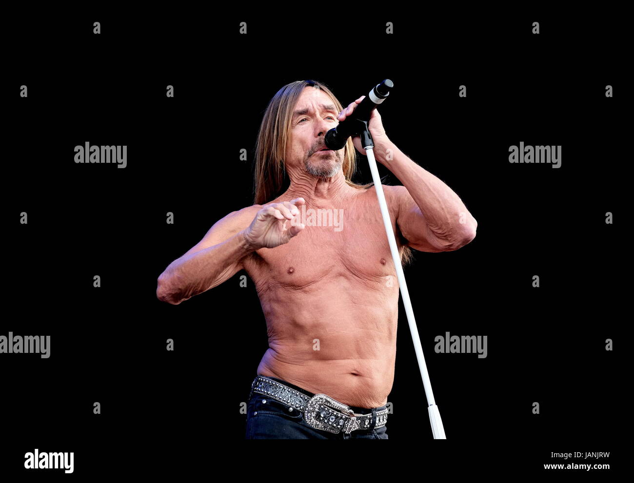 Iggy Pop di eseguire At The Isle Of Wight Festival 2016 Foto Stock