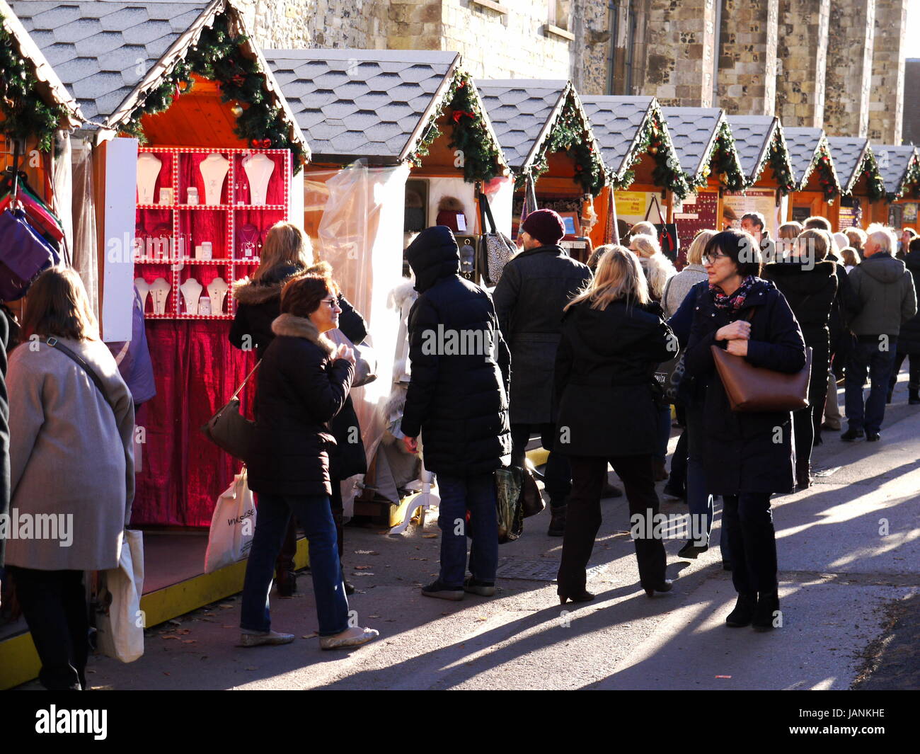 La Cattedrale di Winchester Mercato di Natale Foto Stock