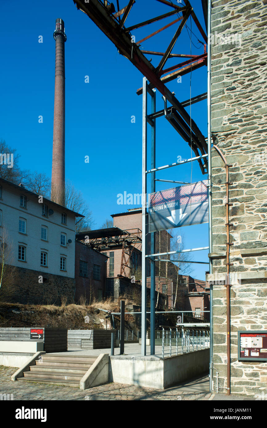 Deutschland, NRW, Oberbergischer Kreis, Radevormwald-Dahlerau, Textilfabrik, Textilstadt Wülfing. Im 19. Jahrhundert entstand eine eigene Stadt um die Foto Stock