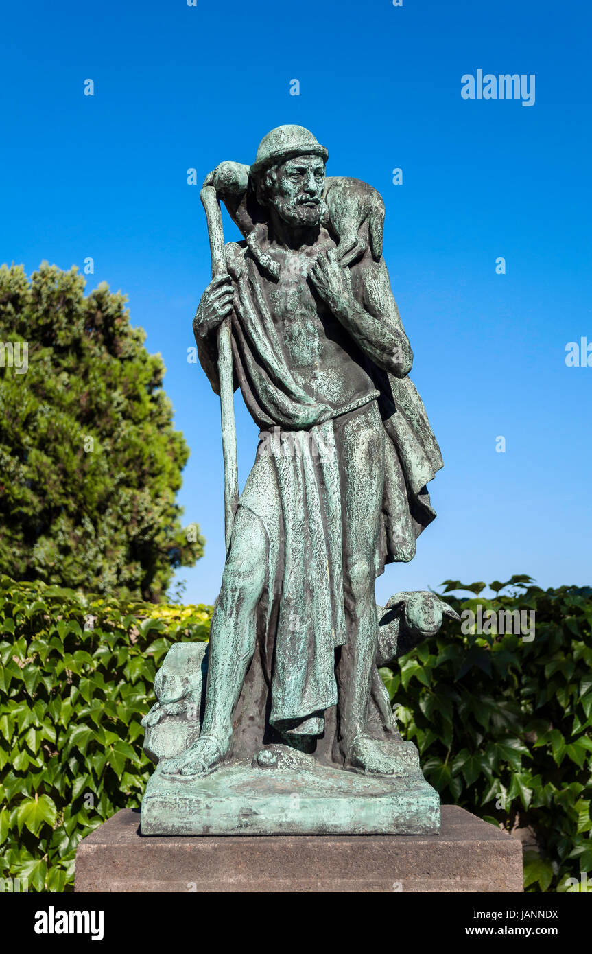 La statua del Buon Pastore a Praga, Repubblica Ceca. Foto Stock