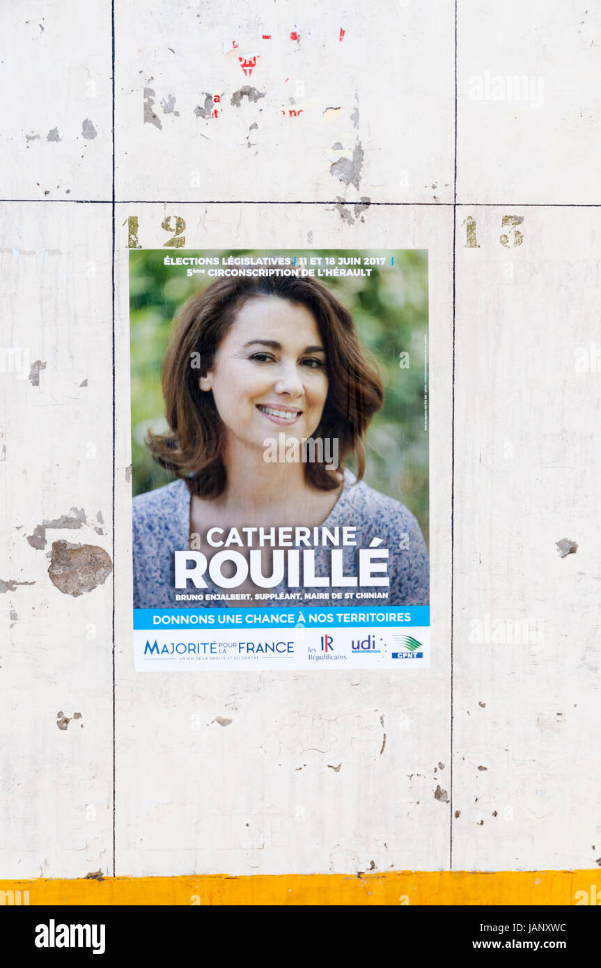 Legislativo francese cartellone elettorale Catherine Rouillé. Foto Stock