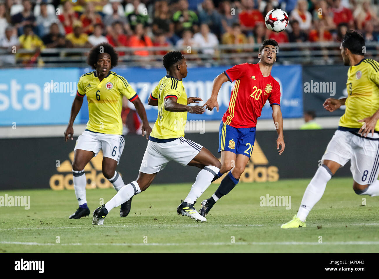 Murcia, Spagna. Il 7 giugno, 2017. International amichevole tra la nazionale di calcio della Spagna e la Colombia a Nueva Condomina Stadium in Murcia. © ABEL F. ROS/Alamy Live News Foto Stock