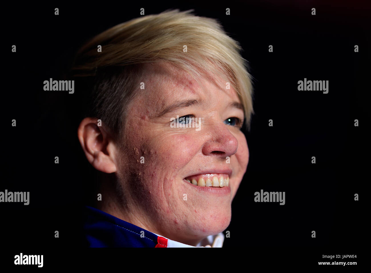 Gran Bretagna Jo Butterfield durante il British atletica Para team di lancio per il mondo Para atletica al London Stadium. Stampa foto di associazione. Picture Data: mercoledì 7 giugno 2017. Foto di credito dovrebbe leggere: John Walton/filo PA. Restrizioni:. Solo uso editoriale. Foto Stock