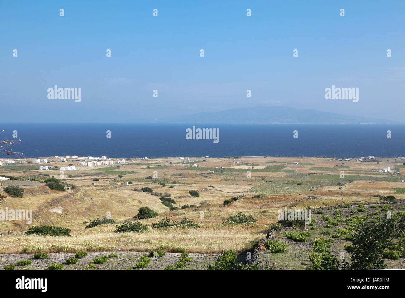 Cottage estivi sulla isola di Santorini (Grecia) Foto Stock