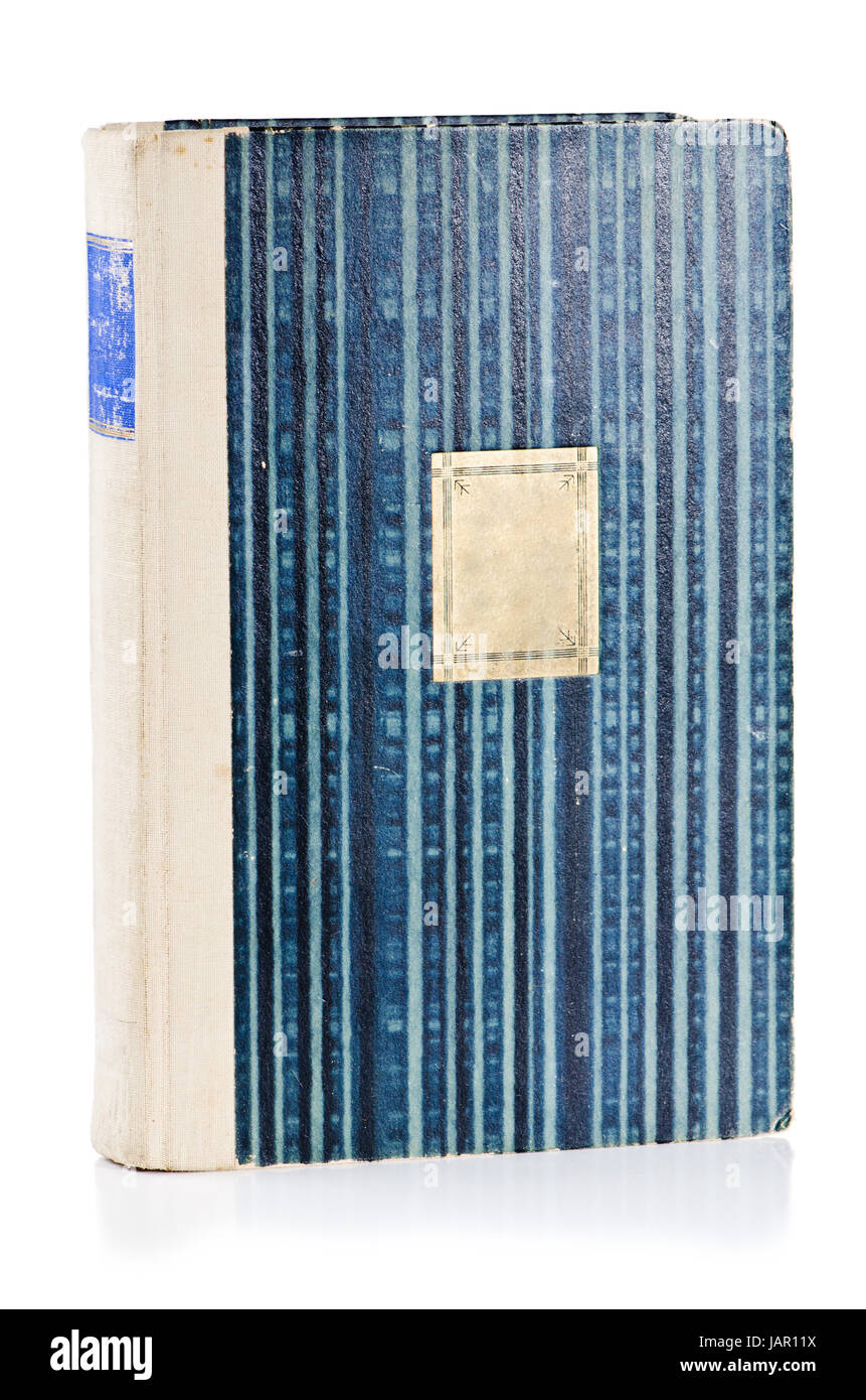 Vecchio libro, isolato su bianco Foto Stock