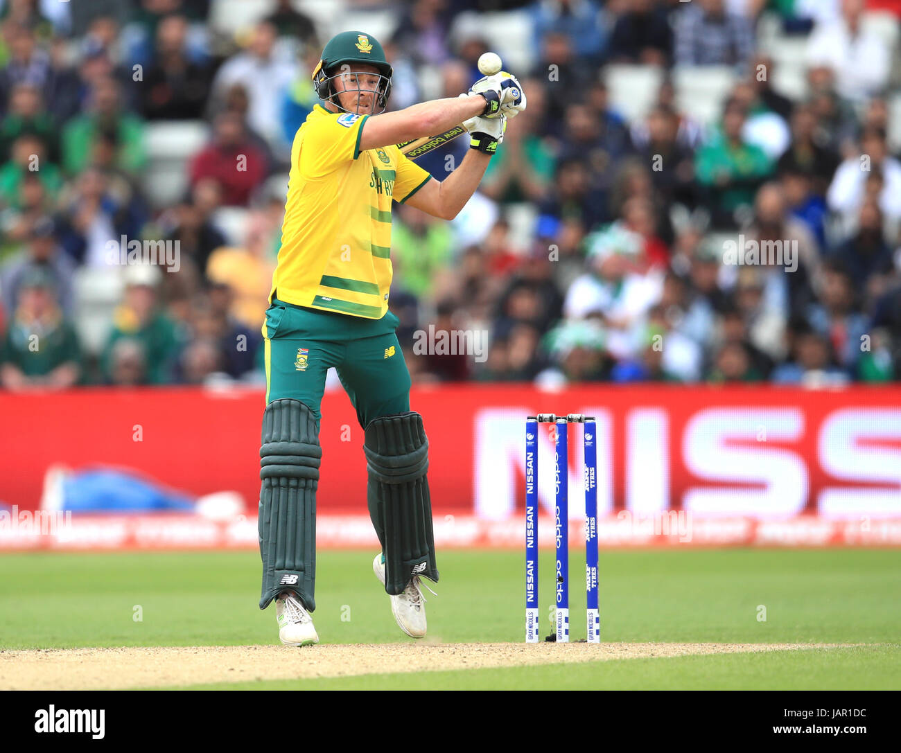 David Miller del Sud Africa durante l'ICC Champions Trophy, partita del Gruppo B a Edgbaston, Birmingham. PREMERE ASSOCIAZIONE foto. Data immagine: Mercoledì 7 giugno 2017. Vedere PA storia CRICKET Pakistan. Il credito fotografico dovrebbe essere: Mike Egerton/PA Wire. Foto Stock