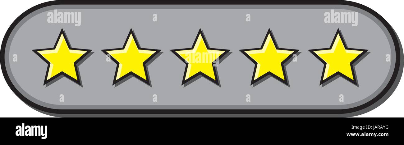 Le classificazioni per stelle vettore per recensioni con 5 stelle classificato Illustrazione Vettoriale