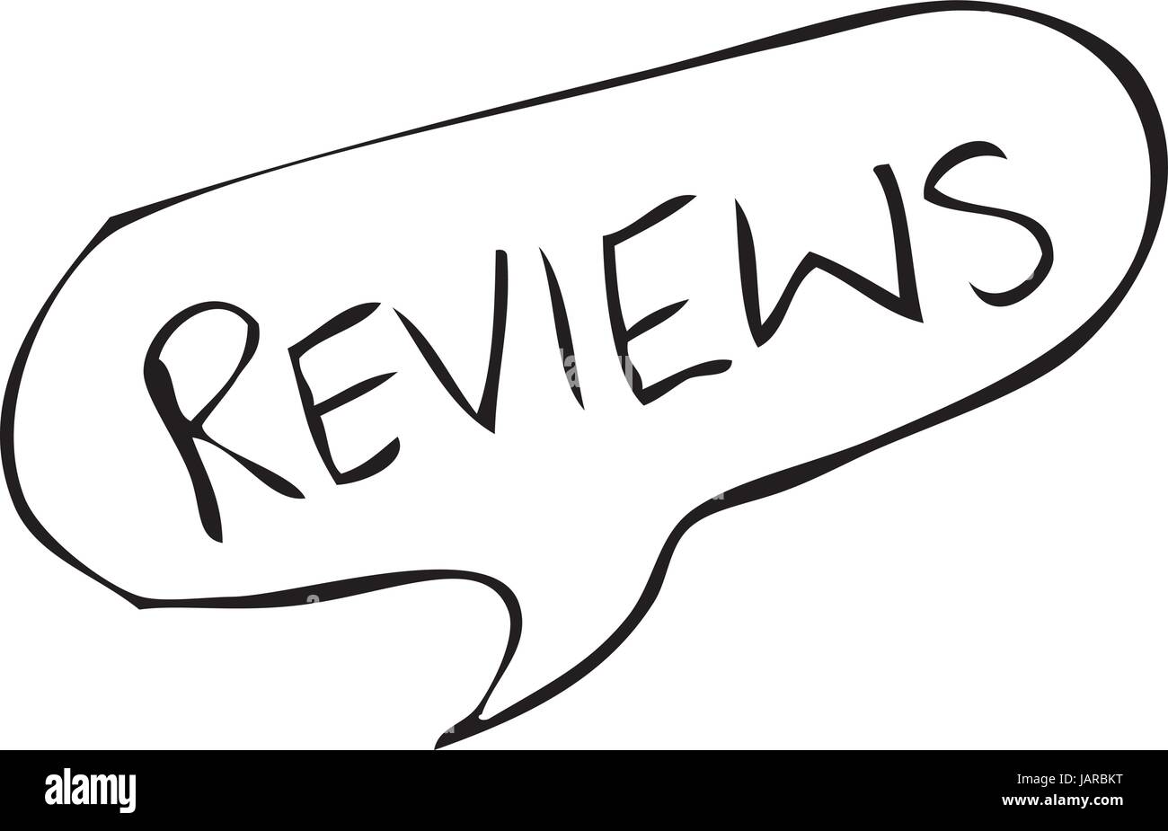 Recensioni scritte in discorso bolla in una mano ruvida bozzetto vettore di stile Illustrazione Vettoriale