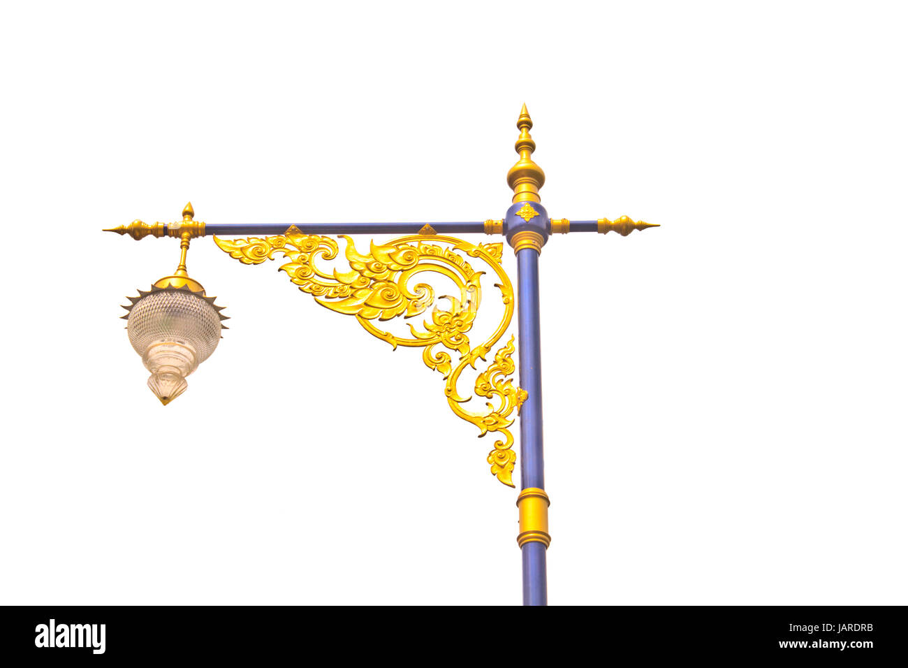 Golden palo di illuminazione su sfondo, stile tailandese statua Foto Stock