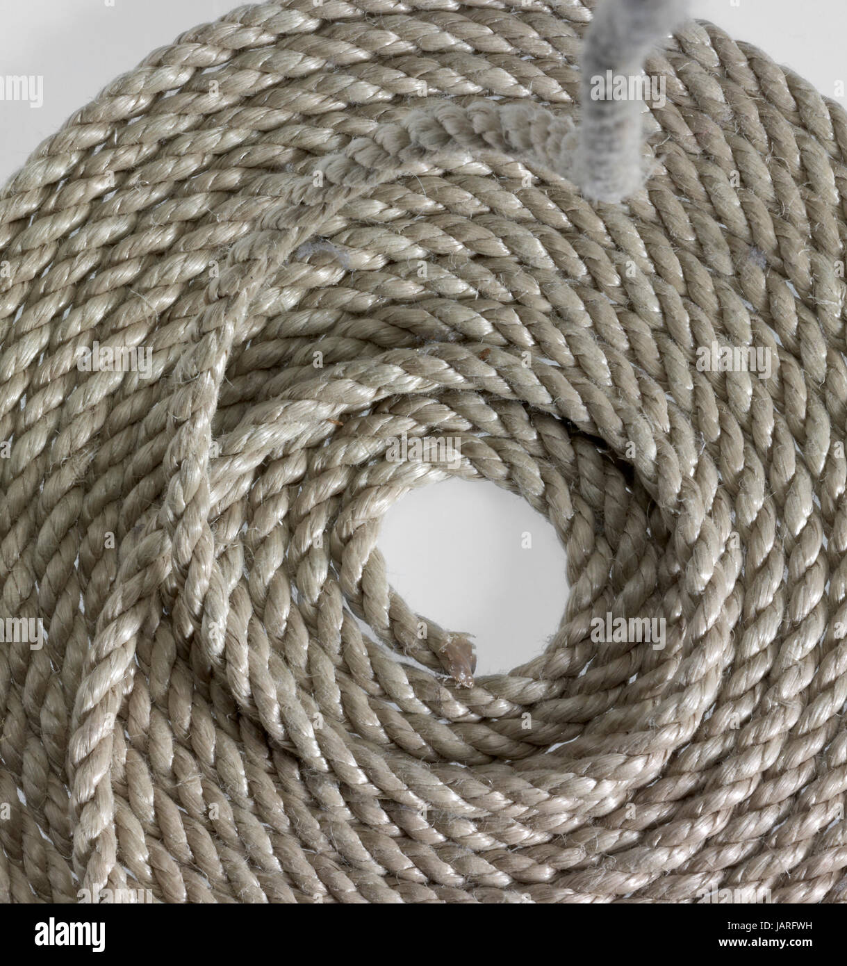 Alta angolazione di una corda arrotolata Foto Stock