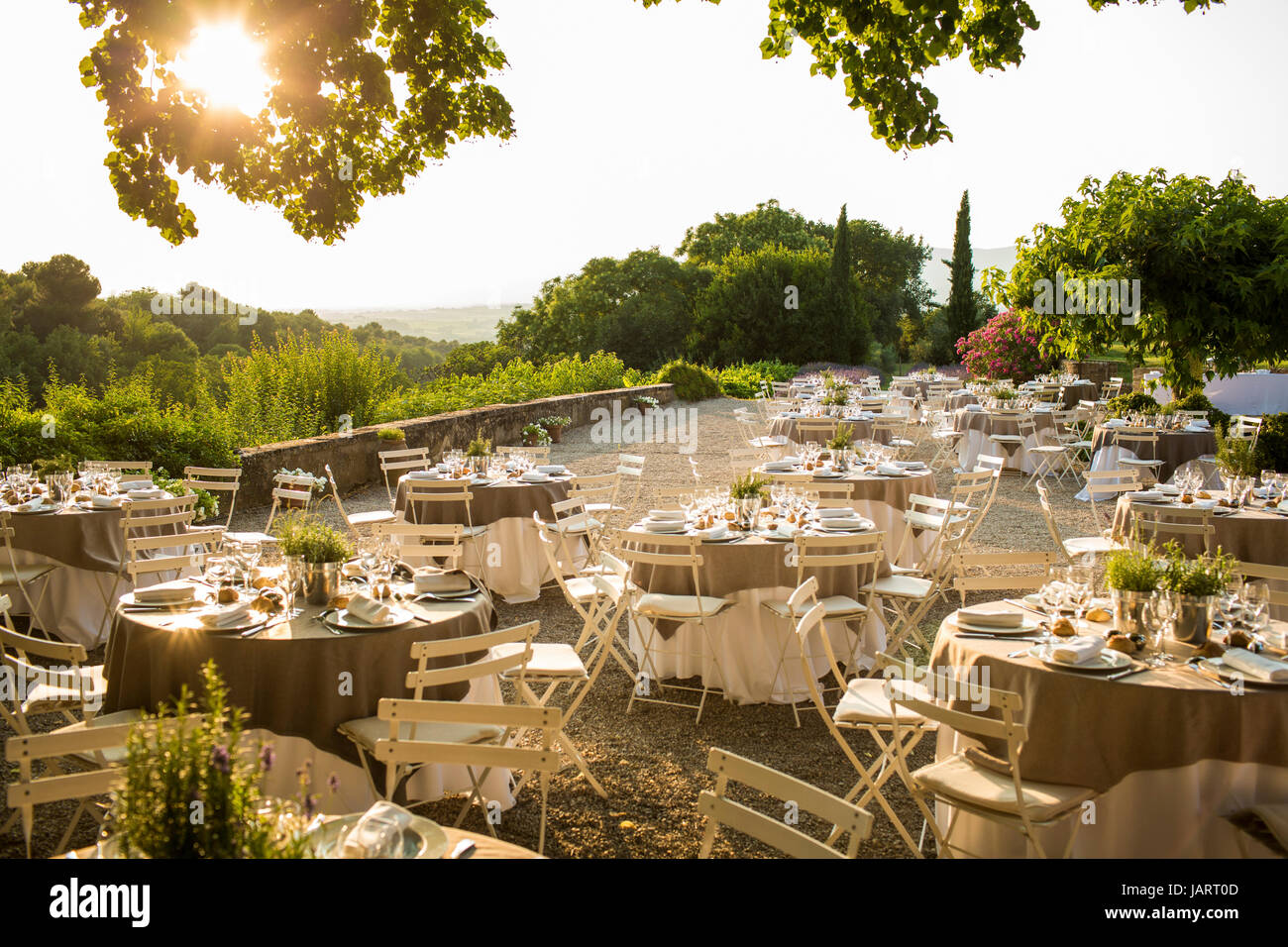 Configurazione di nozze nel sud della Francia Foto Stock