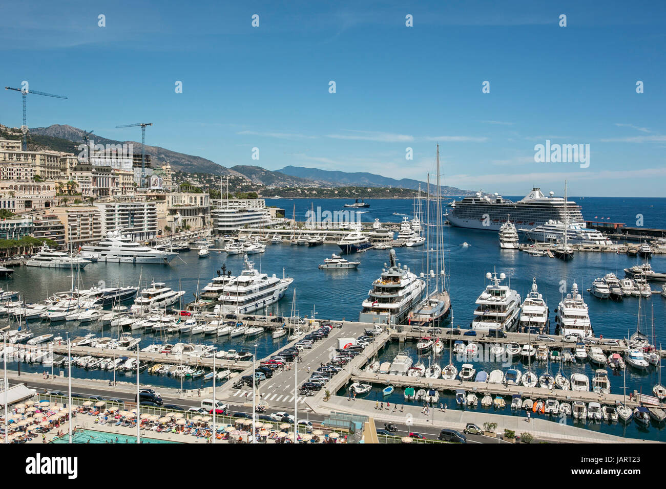 Vista generale del porto di Monaco. Foto Stock